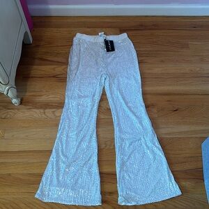 NWT SHEIN SKY Silver Sequin Pant- Sz M
